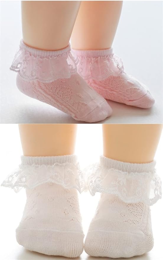 QandSweet Baby Girls' Eyelet Flower Socks Ankle Sock for Newborn
