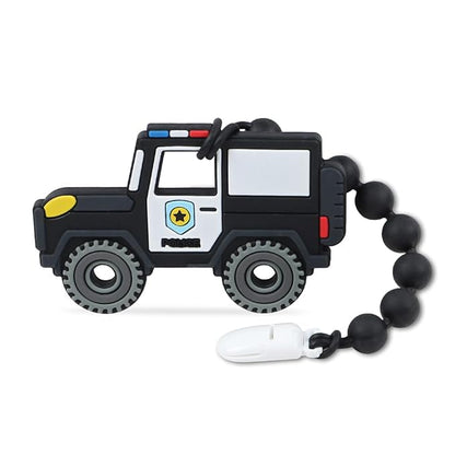 Baby Construction Vehicles Teething Toys,Food Grade Silicone Teether with One-piece Pacifier Clip Holder 3 Months+