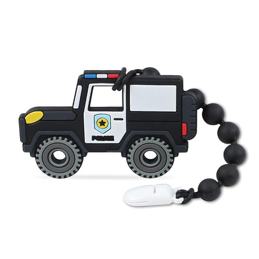 Baby Construction Vehicles Teething Toys,Food Grade Silicone Teether with One-piece Pacifier Clip Holder 3 Months+