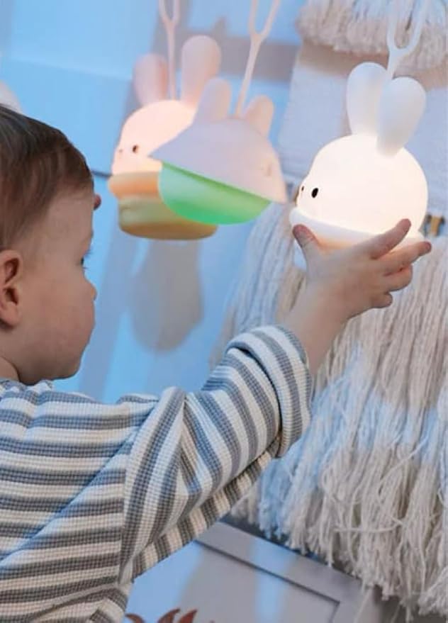 Night Light for Baby Car Seat - Dimming Function 9 Colors Changing Eye Caring soft light Rechargeable & Timing Bedside Lamp Light Up Toddler Bed Room Travel Essentials Squishy Silicone Infant BPA Free