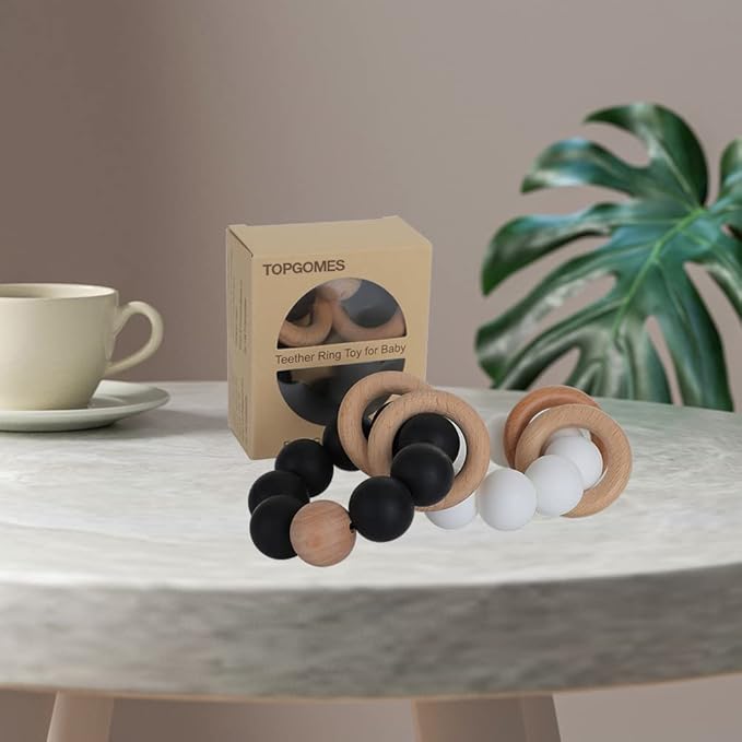 Silicone Baby Teether, Food Grade Silicone & Beech Baby Teething Toy