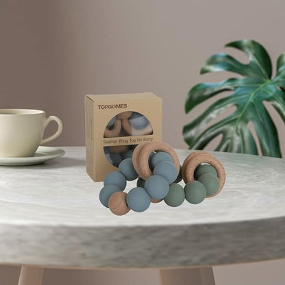Silicone Baby Teether, Food Grade Silicone & Beech Baby Teething Toy