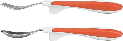 Dr. Brown's Designed to Nourish Soft-Grip Spoon and Fork Set,Coral