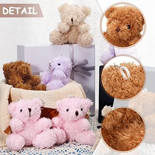 Chivao 20 Pcs Mini Plush Bears 4'' Small Bear Bulk Stuffed Animal Toys Tiny Soft Bear Doll Present Stuffers for Keychain Baby Shower Party Favors Supplies Wedding Party(Brown, Apricot