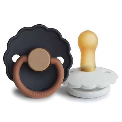 FRIGG Daisy Natural Rubber Baby Pacifier | Made in Denmark 6-18 Months) 2-Pack