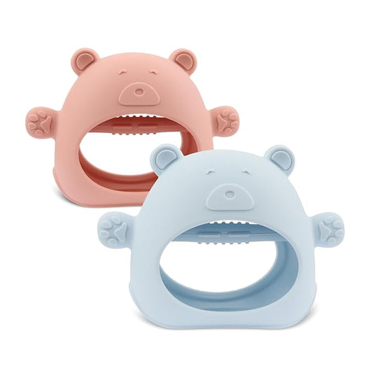 Baby Teether Toy, 2pk Food Grade Silicone Teething Toys for 3-12 Months