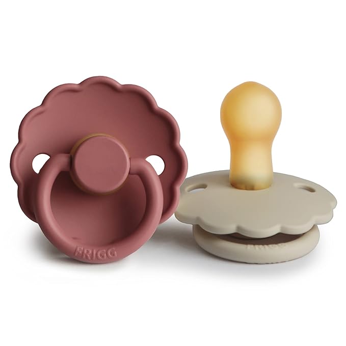 FRIGG Daisy Natural Rubber Baby Pacifier | Made in Denmark 0-6 Months) 2-Pack