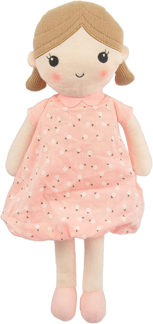 Linzy Toys, Soft Plush Light Pink Blue Emily Rag Doll for Girl 15" My (89835)