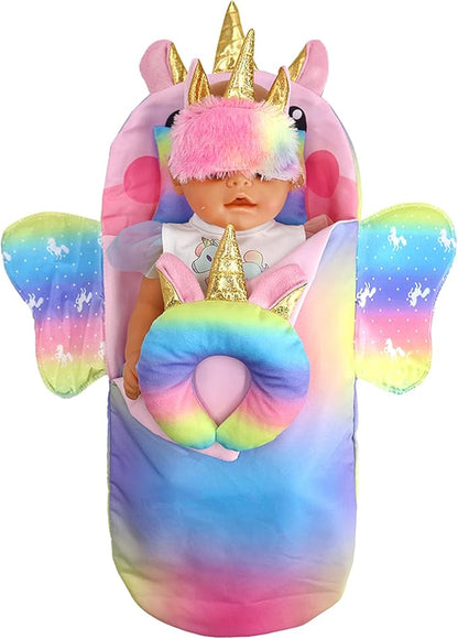SOTOGO 4 Pieces Doll Sleeping Bag for 14 -17 Inch New Born Baby Dolls,15 Inch Baby Doll and American 18 Inch Doll