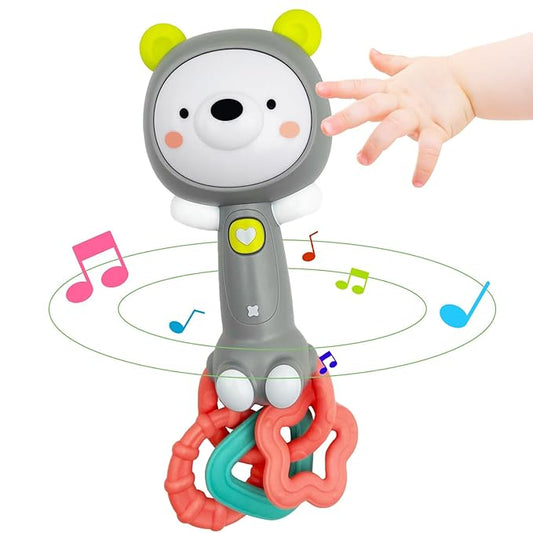 Musical Rabbit Light-Up Toy and Teething Ring for Toddlers Sensory 6 12 18 Month