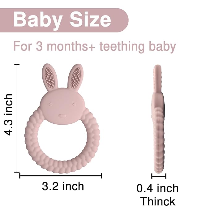Silicone Teething Toys, Animal Teething Rings 0-6 Months, 3 Pack