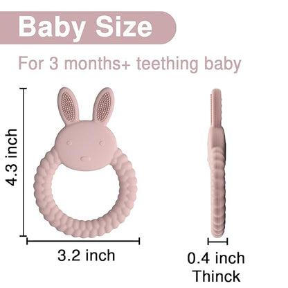 Silicone Teething Toys, Animal Teething Rings 0-6 Months, 3 Pack