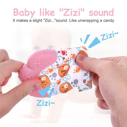 2Pack Silicone Teething Mitt, Soothing Infant Teething Mitten Pain Relief 0-12 Months