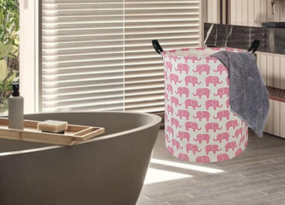 Round Pink Color Laundry Hamper Storage Basket Organizer Hamper Storage
