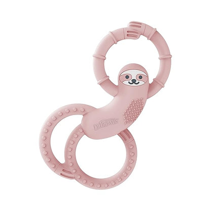 Dr. Brown's Flexees Pink Sloth, Soft 100% Silicone Baby Teether 3m+