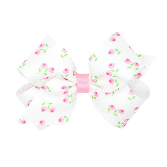 Wee Ones Girls' Rose-Patterned Grosgrain on a WeeStay Hair Clip, Medium