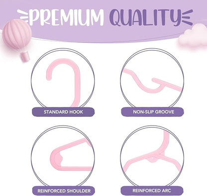 HOUSE DAY Plastic Baby Hangers for Closet 20 Pack, Durable Plastic Kids Hangers for Baby Clothes, Thin & Compact Childrens Hangers, Space Saving Pink Baby Hangers, Small Hangers for Kids Clothes