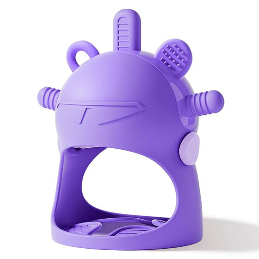 NCVI Baby Silicone Teether Hand Grip for 0-6 Months, Never Drop Baby Sucking Teething Relief Hand Held