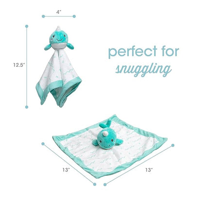 Pearhead Narwhal Security Blanket, Soft Baby Lovey for Babies