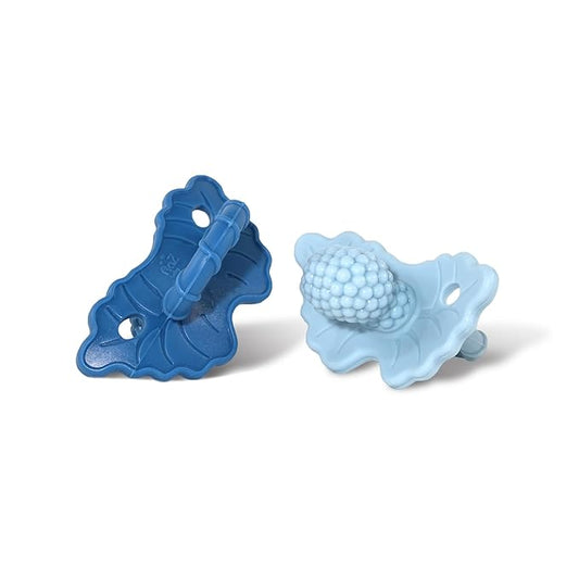 RaZbaby Soft Silicone Infant & Baby Teether, Berrybumps Textured Teething Relief Pacifier 3M+ 2-Pack)