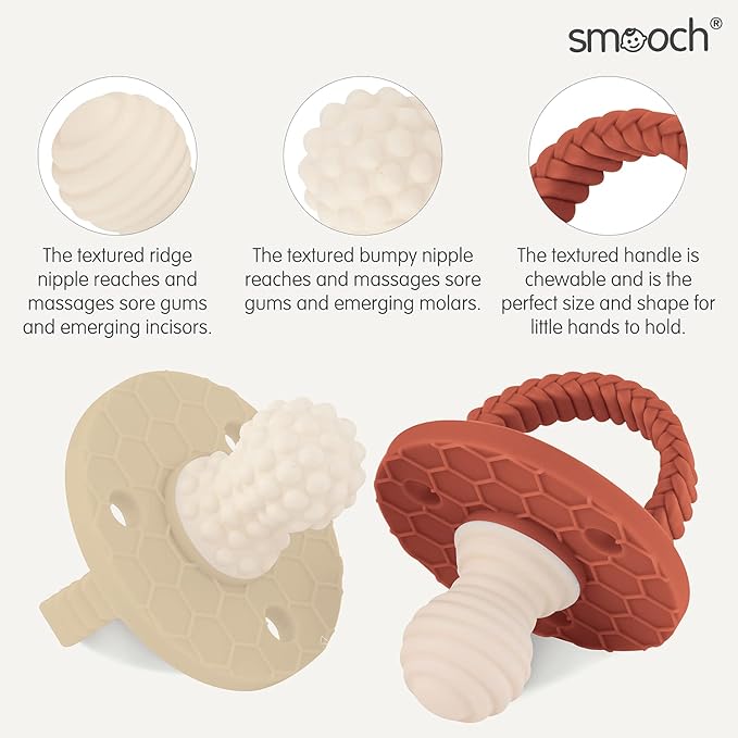 Soothipop Silicone Pacifier Teething Toys for Babies 0-6 Months 12, 18 Months - (2 Pack) Pacifier Shaped Baby Teether