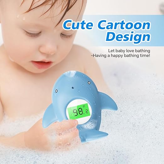 Baby Bath Thermometer, Instant Read Water Thermometer Safety with 3 Color Backlit and Temperature Warning