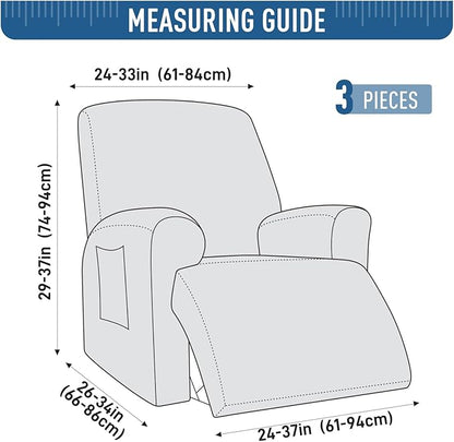 TAOCOCO Recliner Cover 3 Pieces Recliner Chair Covers, Stretch Jacquard Reclining Chair Cover, Furniture Protector Sofa Slipcovers Couch Covers with Elastic Bottom for Kids, Pets (Khaki)