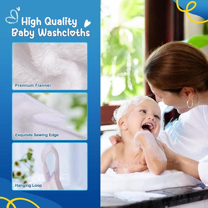 Orighty Baby Washcloths 6 Pack, Ultra Soft Flannel for Delicate Skin