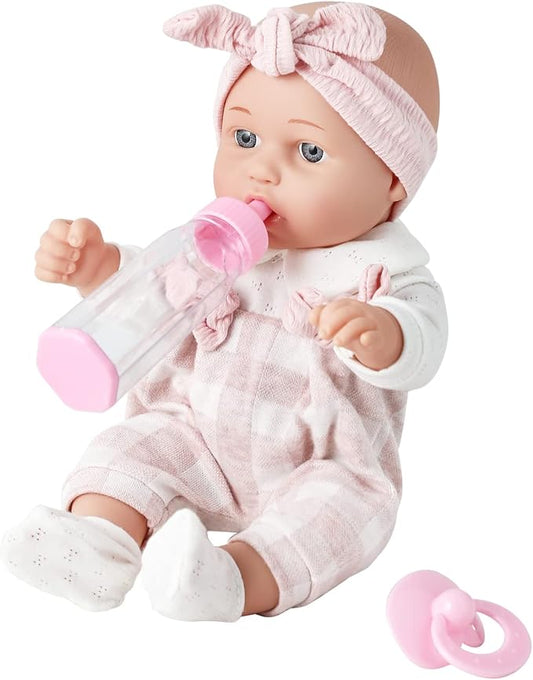 12'' Baby Doll in Gift Box with Pink Cloths, Pacifier 13''x13'' Microfabric 3+
