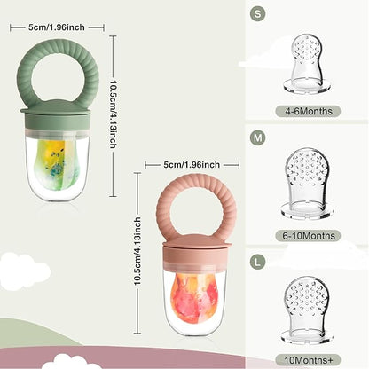 Baby Solids/Frozen Fruit Feeder Pacifier, Infant Teether Toy 4M+ 2-Pack (Ring
