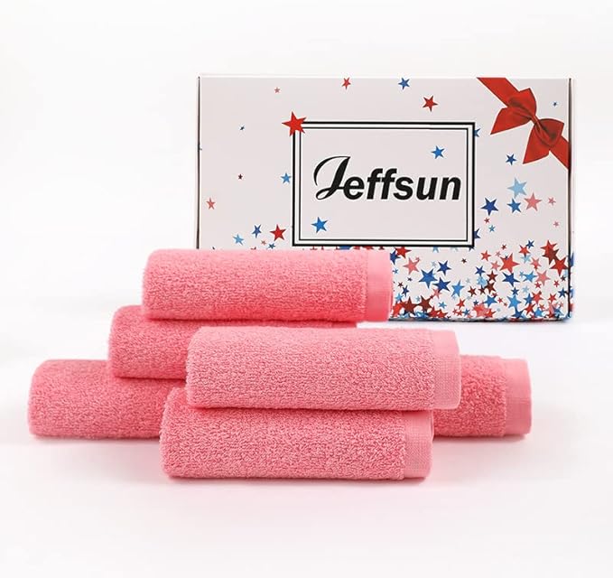JEFFSUN Baby Washcloths 6 Pack, 10x10 inch Heavenly Soft Pink Wash Cloths for Face and Body