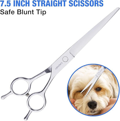 Professional Dog Grooming Scissors, 5 in 1 Kit, 4CR Stainless Steel, Silver, Suitable for Both Hands