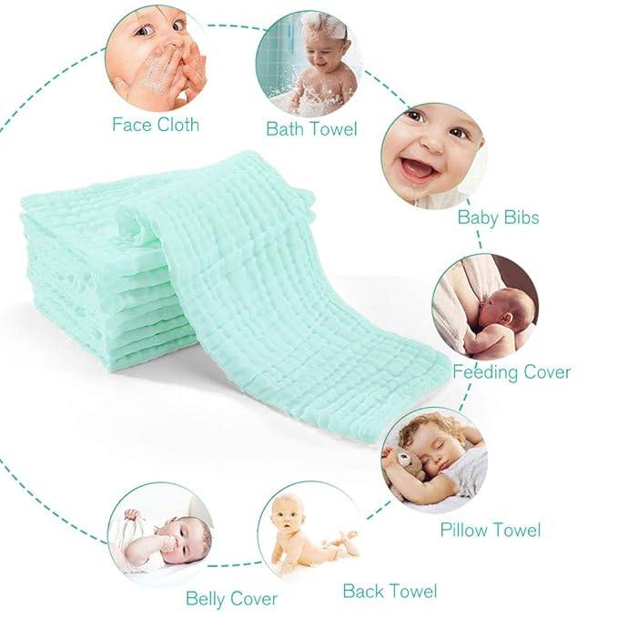 Muslin Burp Cloths for Baby 10 Pack 100% Cotton Baby 20''X10'' Super