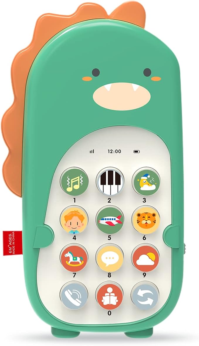 Baby Cell Phone Toy with Early Education & Music, Learning Educational dinosaur fake phone fun for kids