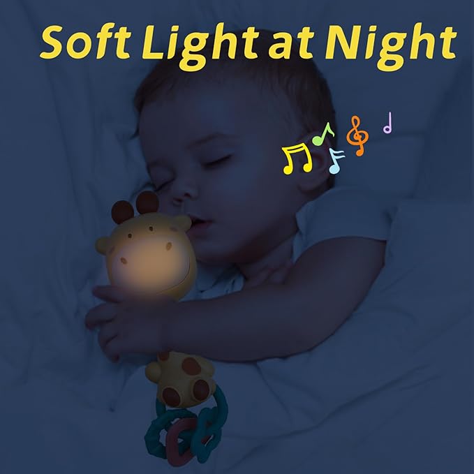 Musical Rabbit Light-Up Toy and Teething Ring for Toddlers Sensory 6 12 18 Month