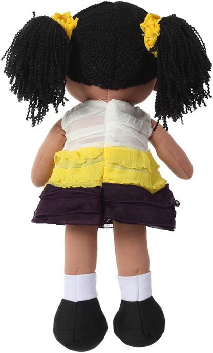 Linzy Plush 16" Yellow Aissa Rag Doll for Girls, Soft Plush Rag Doll