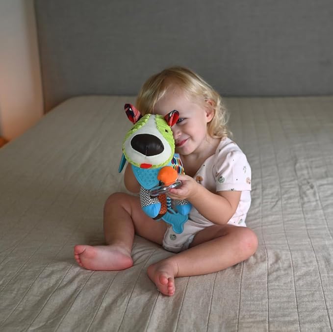 Maple Toys - 5-in-1 Multi-Sensory Plush Toy with Teethers, Rattles
