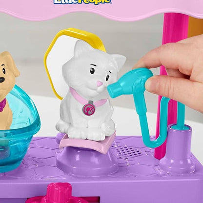 Fisher-Price Little People Barbie Toddler Toy Play and Care Pet Spa Playset with Music & Sounds for Pretend Play Kids Ages 18+ Months