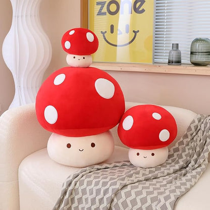 Kawaii Plush Mushroom Toy Pillow, Cute Plushies Mushroom Doll Gift for Kids(Red 30cm/11.8in)