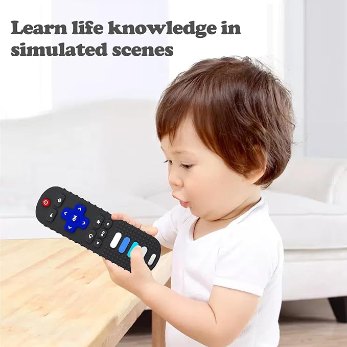 2-Pack Baby Teething Toys-TV Remote Control Shape Silicone Infants Teething 0-18 Months,BPA-Free (2packs-Black)
