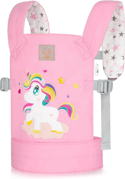 GAGAKU Baby Doll Carrier Kids Toy Baby Carrier Dolls Toy Baby Doll Sling Reborn Baby Doll Carrier with Adjustable Straps for Stuffed Animal Doll Accessories - Pink