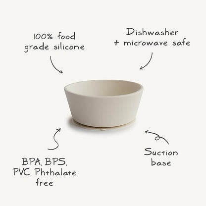 mushie Silicone Suction Bowl | BPA-Free Non-Slip Design (Stone)