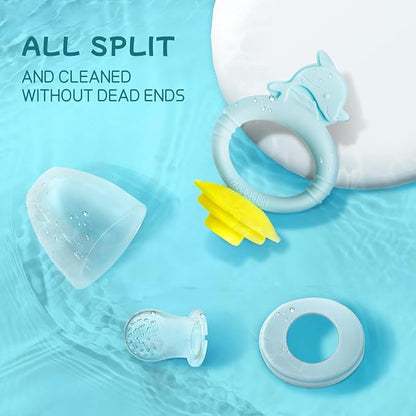 Baby Solids/Frozen Fruit Feeder Pacifier, Infant Teether Toy 4M+ 2-Pack (Dolphin
