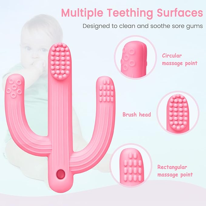 SHARE&CARE BPA Free Silicone Giraffe Baby Teether and Cactus Baby 3 Months