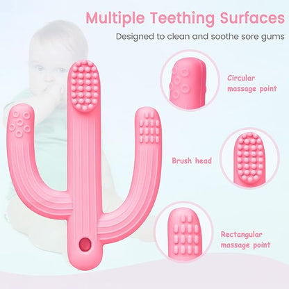 SHARE&CARE BPA Free Silicone Giraffe Baby Teether and Cactus Baby 3 Months