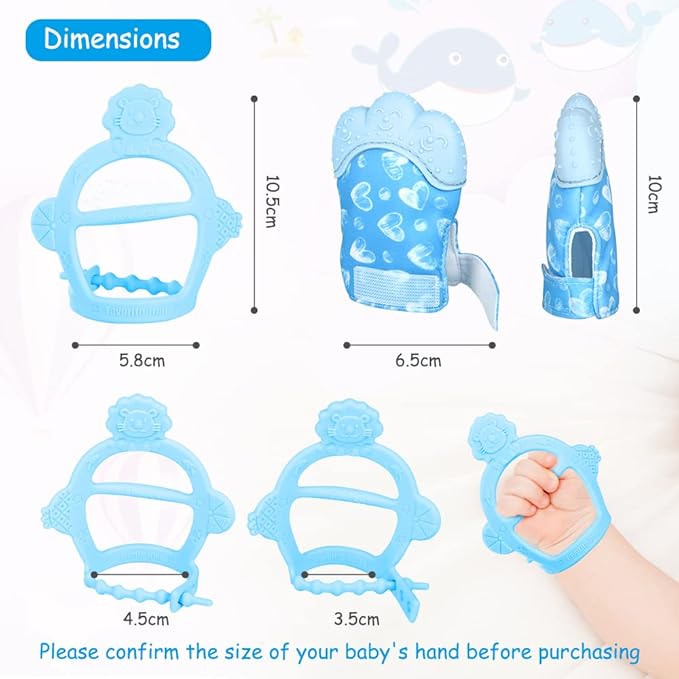 Vicloon Silicone Teething Mitt, 2Pcs Baby Teething Mitten 0-6month Infants