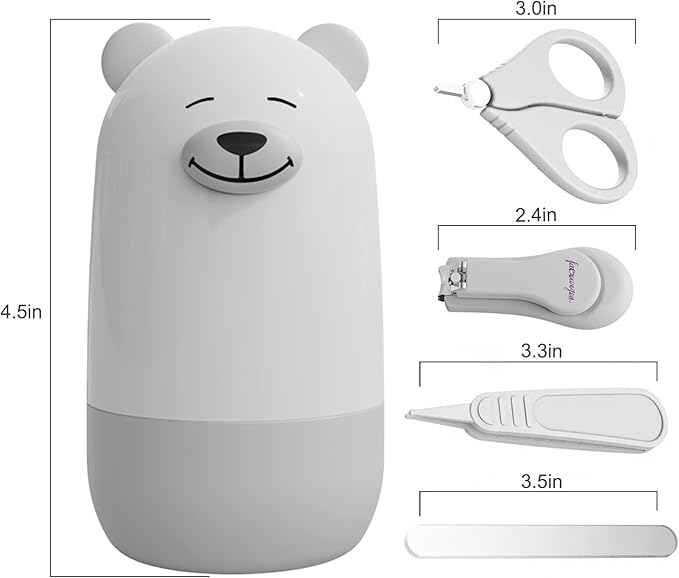 Baby Nail Clippers Set, Baby Nail Kit with Cute Case, Infant Manicure and Pedicure Health Grooming Care Can for Newborn, Kids and New Parents As Shower Gifts (Polar Bear)