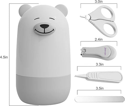 Baby Nail Clippers Set, Baby Nail Kit with Cute Case, Infant Manicure and Pedicure Health Grooming Care Can for Newborn, Kids and New Parents As Shower Gifts (Polar Bear)