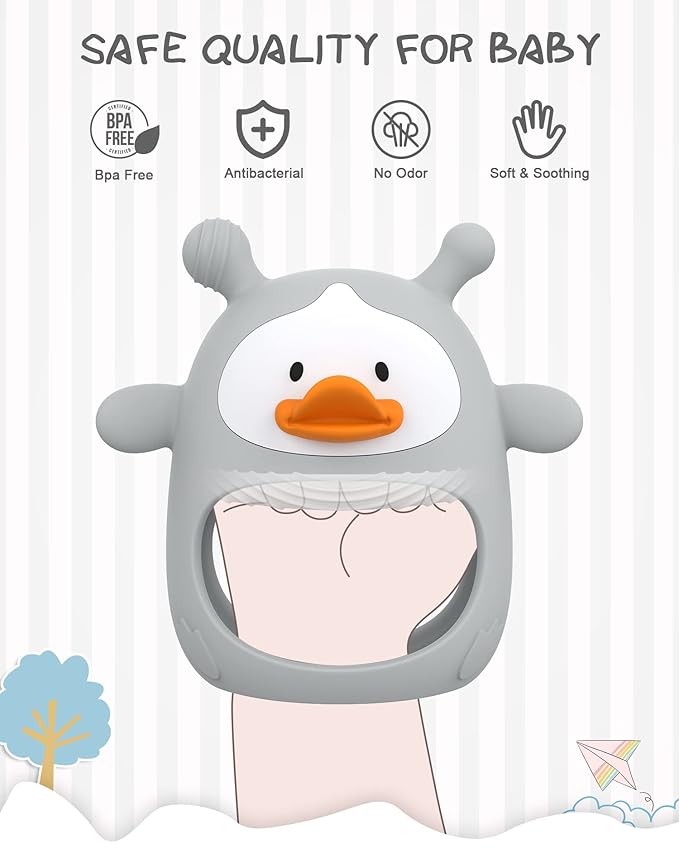 Teething Toys for Babies 0-6 Months, Never Drop Silicone Baby Teether
