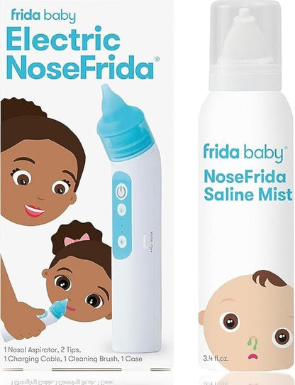 Bundle of Frida Baby Electric NoseFrida Nasal Aspirator, Nose Sucker 3 Suction 2 Silicone 3.4 floz